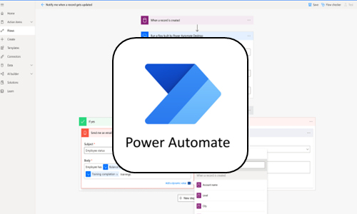 Pantalla de Power Automate con un flujo de trabajo de automatización en progreso